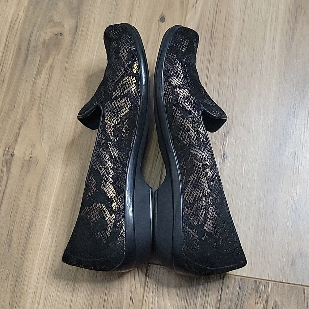 Dansko Olivia Bronze Snake Print Slip Ons